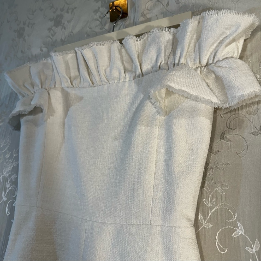 Rebecca Taylor Off-the-Shoulder White Ruffle Dress – Size 4 - Picture 11 of 15